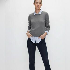 French connection gray sweater with a button down